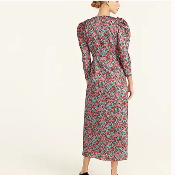 J.Crew Collection Drapey Puff-Sleeve Dress in Ratti Red Blooms - Picture 3 of 15